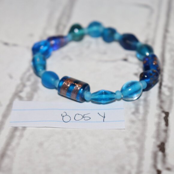🔷🌬️ Blue Glass Beaded Bracelet · 7" · Tranquil Tide ✨ - Picture 2 of 5